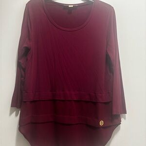 Michael Kora Deep Burgundy Layered Blouse – Size Small – Chic & Versatile